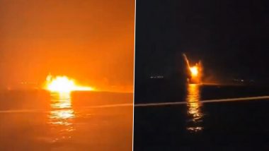 Russian Ship Destroyed Near Crimea: Ukrainian Sea Drones Destroy Russia Patrol Ship Sergey Kotov (Watch Video)